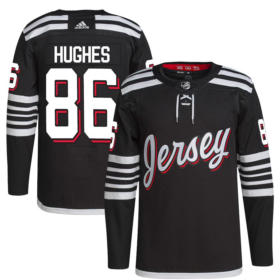 Men New Jersey Devils 86 Jack Hughes adidas Black Alternate Primegreen Authentic Pro Player NHL Jersey